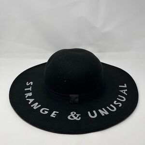 Beetlejuice Strange & Unusual Hat Wide Brim Black Felt Gothic Witchcore